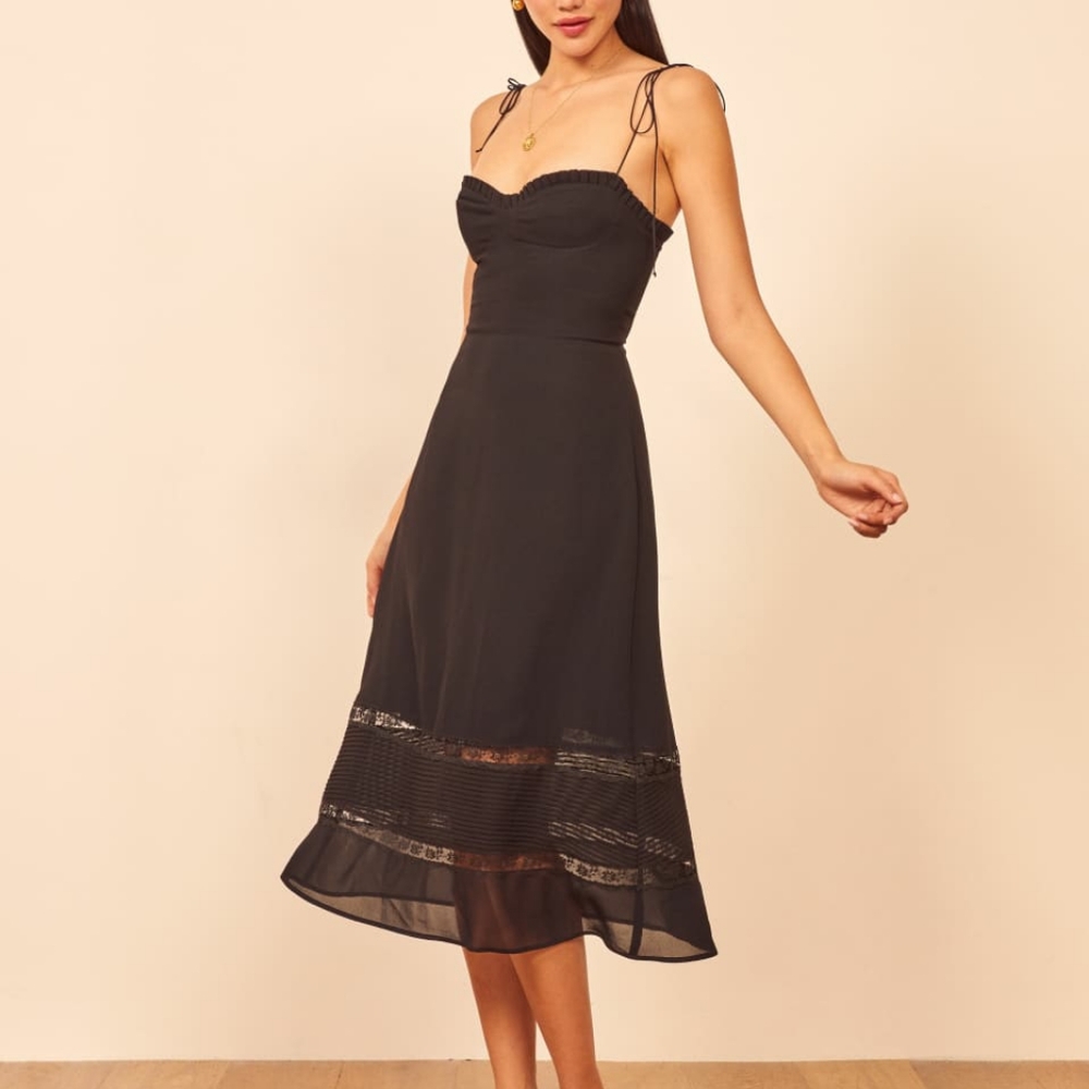 Reformation Ronan Dress in Black Sz 6 NEW READ